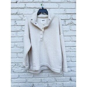 Aerie Cloud Sherpa Oversized Pullover Large NWT Ivory/Cream